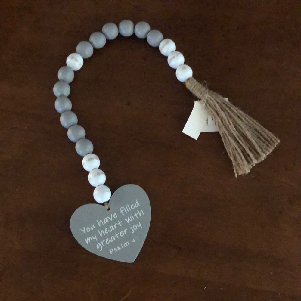 🌵 3/$15 Christian Scripture Psalm 4:7 table shelf tier tray wood beaded decor